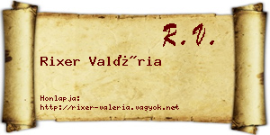 Rixer Valéria névjegykártya
